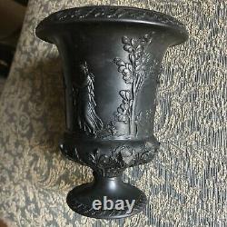 Lovely 19th cent. Wedgwood Black Basalt Urn or Vase with Classical Frieze