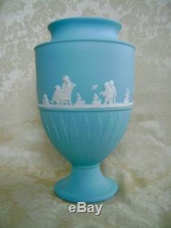 Lovely And Rare Wedgwood Turquoise Jasper Ware 8 Pedestal Vase Mint