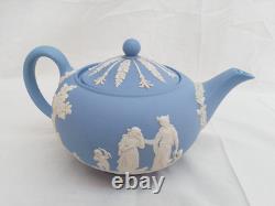 Lovely Antique Wedgwood Jasper Ware Light Blue Teapot With Lid Unused
