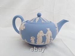 Lovely Antique Wedgwood Jasper Ware Light Blue Teapot With Lid Unused