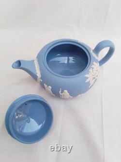 Lovely Antique Wedgwood Jasper Ware Light Blue Teapot With Lid Unused