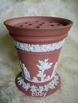Lovely Large Wedgwood Terracotta Jasperware Arcadian Vase With Frog Insert