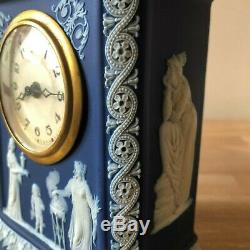 Lovely Wedgwood Jasperware Dark Blue 19th cent. Mantle Clock