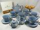 Magnificent Fluted Wedgwood Blue Jasper Ware 22 Piece Afternoon Tea Set