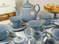 Magnificent Fluted Wedgwood Blue Jasper Ware 22 piece Afternoon Tea Set