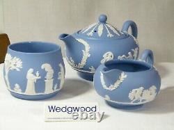 Magnificent Wedgwood Blue Jasper Ware 12 piece Afternoon Tea Set Superb