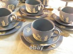 Magnificent Wedgwood Blue Jasper Ware 22 piece Afternoon Tea Set Beautiful