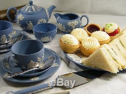 Magnificent Wedgwood Blue Jasper Ware Afternoon Tea Set for 2 Beautiful