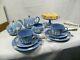 Magnificent Wedgwood Blue Jasper Ware Afternoon Tea For Two, Stunning