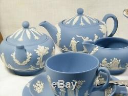 Magnificent Wedgwood Blue Jasper Ware Afternoon Tea for two, Stunning