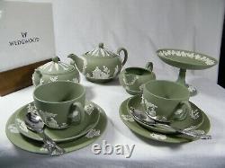 Magnificent Wedgwood Green Jasper Ware 12 piece Afternoon Tea Set Beautiful