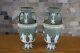 Matching Pair Wedgwood Green Jasperware 9 1/2 Tall Muses Trophy Vases C. 1900