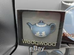 Mini Tea Set by Wedgewood Blue Jasperware 11 Pieces in Original Boxes