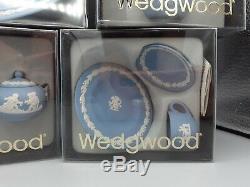 Mini Tea Set by Wedgewood Blue Jasperware 11 Pieces in Original Boxes
