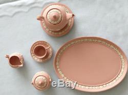 Miniatur Teaset Teeservice Wedgwood Jasperware Jaspis rose&weiss / pink&white