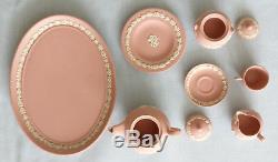 Miniatur Teaset Teeservice Wedgwood Jasperware Jaspis rose&weiss / pink&white