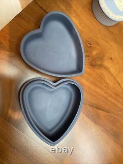Navy blue porcelain heart box wedgewood jasperware very rare