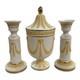 Neoclassical Wedgwood Style Jasperware Urn & Candlesticks Rams Heads