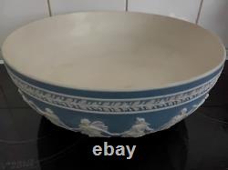 PRESTIGE EX LARGE WEDGWOOD BLUE JASPERWARE JASPER DANCING HOURS SLIPWARE 10 ins