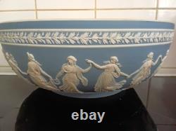 PRESTIGE EX LARGE WEDGWOOD BLUE JASPERWARE JASPER DANCING HOURS SLIPWARE 10 ins