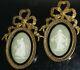 Pair Antique Wedgewood Jasperware Wall Plaque With Bow Bronze Frame Made England