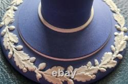 Pair Antique Wedgwood Jasperware Dipped Neoclassical Candlesticks Colbat Blue