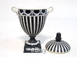 Pair WEDGWOOD Black & White JASPERWARE Urns
