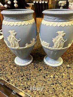 Pair Wedgwood Jasperware Bountiful Vases
