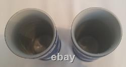 Pair Wedgwood Jasperware Cobalt Blue Spill Vases Large 7.5 Beautiful Ex Cond