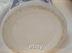 Pair Wedgwood Jasperware Cobalt Blue Spill Vases Large 7.5 Beautiful Ex Cond