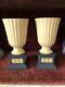 Pair, Wedgwood Library Collection Cane Black Jasperware Minerva Pedestal Vases