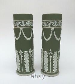 Pair of Large Antique Wedgwood green jasper dip vases circa 1895