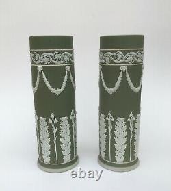 Pair of Large Antique Wedgwood green jasper dip vases circa 1895