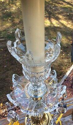 Pair of Rare 3 Color Wedgewood Cut Glass Lamps Museum Quality