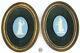 Pair Of Vintage Framed Wedgwood White On Blue Jasperware Oval Plaques Medallions