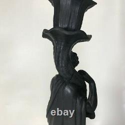 Pair of Wedgwood Black Basalt Figural Candlestick Pomona and Ceres