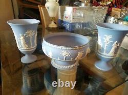 Pair of Wedgwood Jasper Ware Arcadian Vases and a Sacrifice / Imperial Bowl