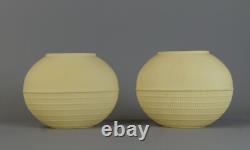 Pair of vintage Wedgwood Interiors Beehive Vases Primrose Yellow Jasperware