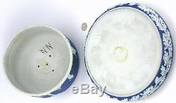 Poss. Wedgwood White Cobalt Blue Dip Jasperware Oak Leaf Cheese Keeper Bell Dome