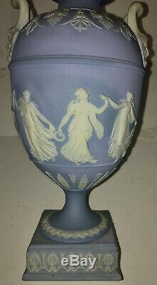 Pr 11 Wedgwood Blue Jasperware Lidded Urns Vases Dancing Hours Pottery England