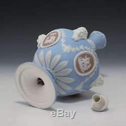 RARE 19th C. WEDGWOOD THREE COLOR JASPERWARE DIP BARBER BOTTLE AND COVER COVER