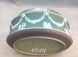 RARE 19thc Wedgwood Tri-color Jasperware Salad Bowl Mappin Webb Silver Plate Rim