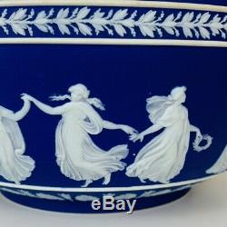RARE Antique Wedgwood Cobalt Blue Jasperware Dip Dancing Hours Bowl 8.25 Wide
