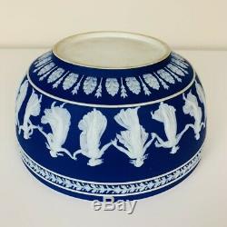 RARE Antique Wedgwood Cobalt Blue Jasperware Dip Dancing Hours Bowl 8.25 Wide