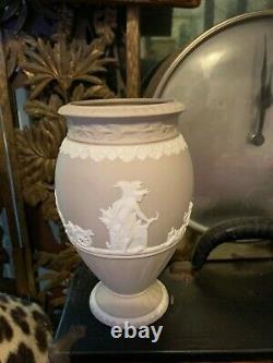 RARE Authentic Wedgwood England Jasperware Jasper Taupe Brown Large Harvest Vase