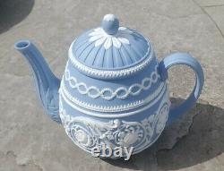 RARE Ornate Blue Jasperware Wedgwood Arabesque Teapot 250th Anniversary- Mint