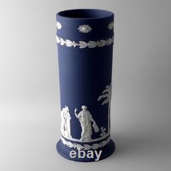 RARE Tall (21cm) Wedgwood Jasperware Portland Blue Spill Vase'75