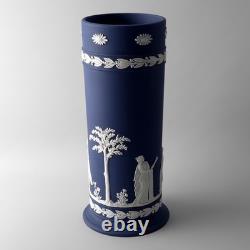 RARE Tall (21cm) Wedgwood Jasperware Portland Blue Spill Vase'75