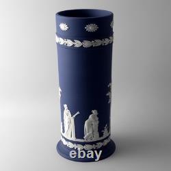 RARE Tall (21cm) Wedgwood Jasperware Portland Blue Spill Vase'75