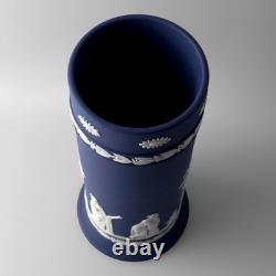 RARE Tall (21cm) Wedgwood Jasperware Portland Blue Spill Vase'75